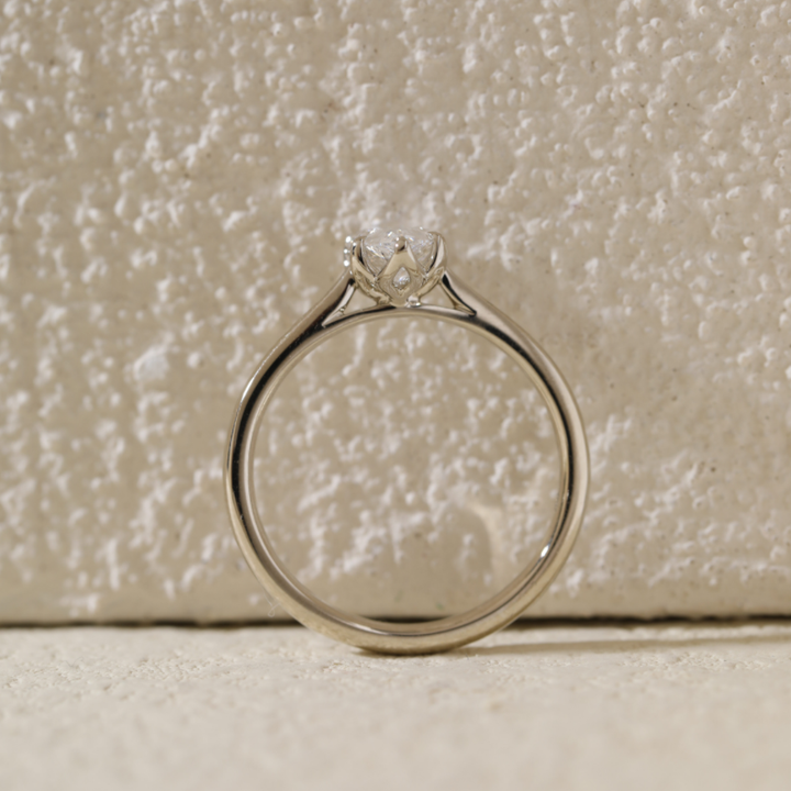 Pear-Cut Lab Diamond Solitaire Ring with Tulip Basket Cathedral Setting