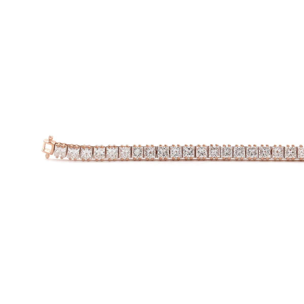 18K Rose Gold Princess Cut Lab Diamond Tennis Bracelet