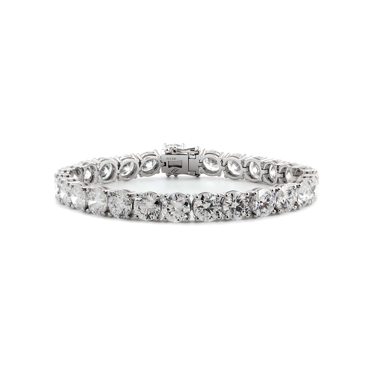 14K White Gold 6mm Round Brilliant Cut Lab Diamond 4 Round Prong Basket Tennis Bracelet