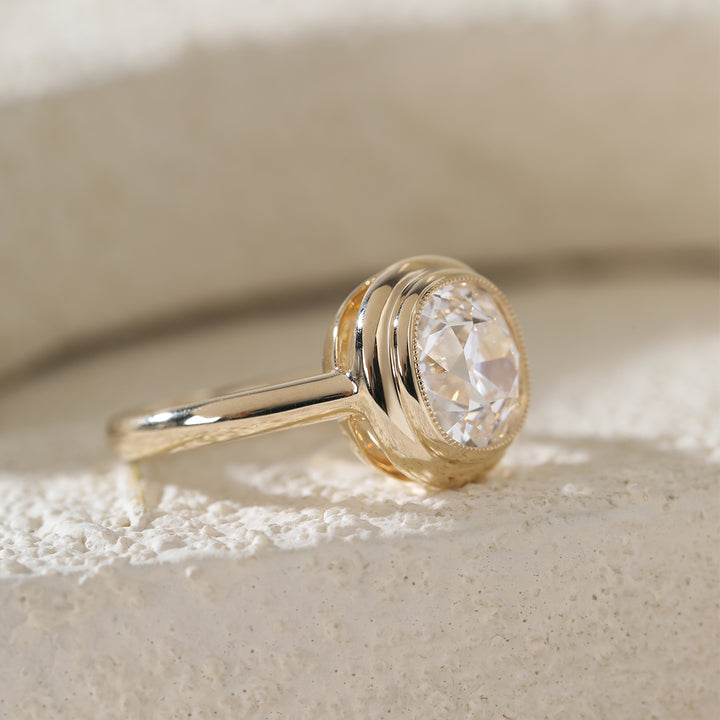 Cushion OMC Diamond Bezel Ring