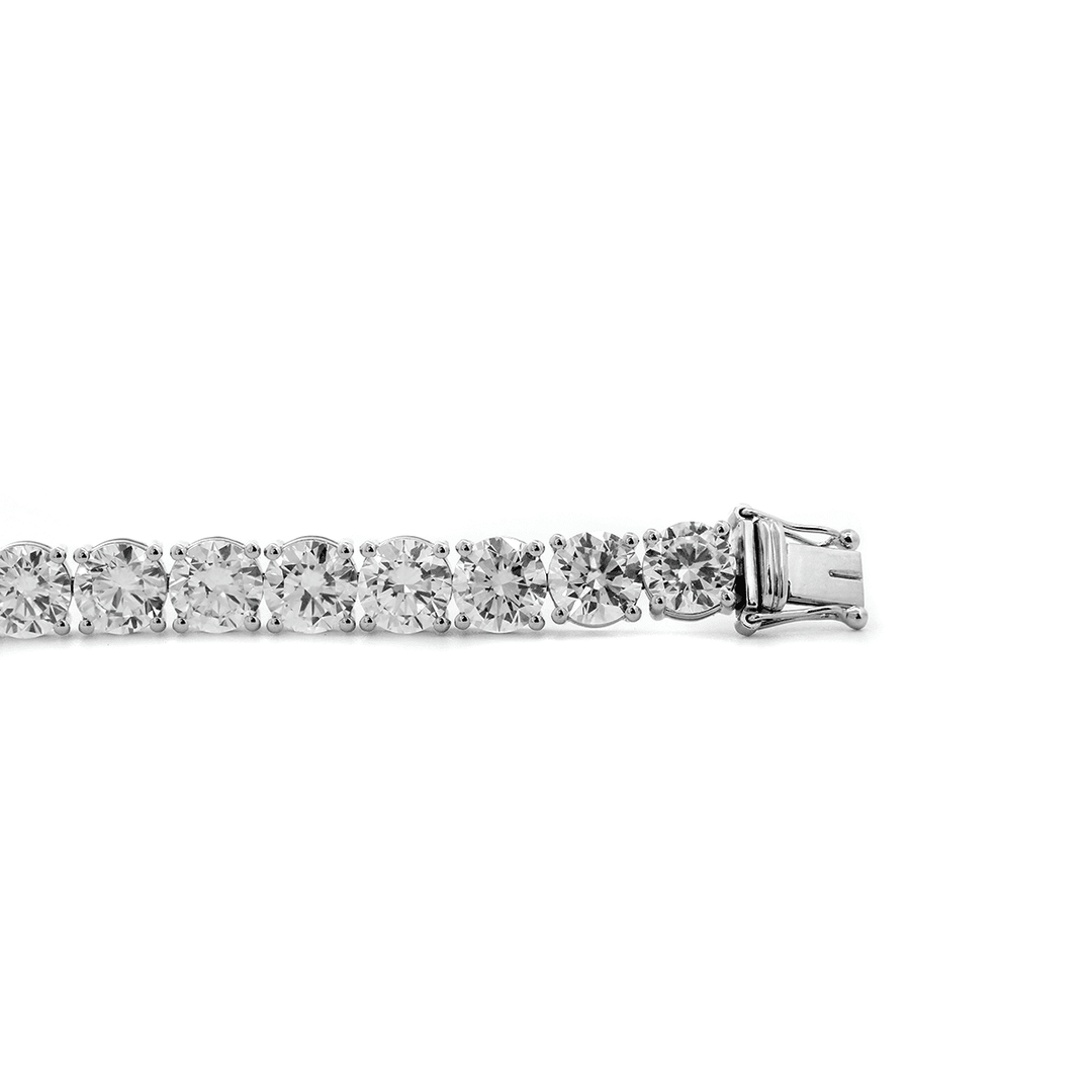 6mm Round Brilliant Cut Lab Diamond 4 - Prong Basket Tennis Bracelet with Box Clasp and Double Safety - FIORESE JEWELRY