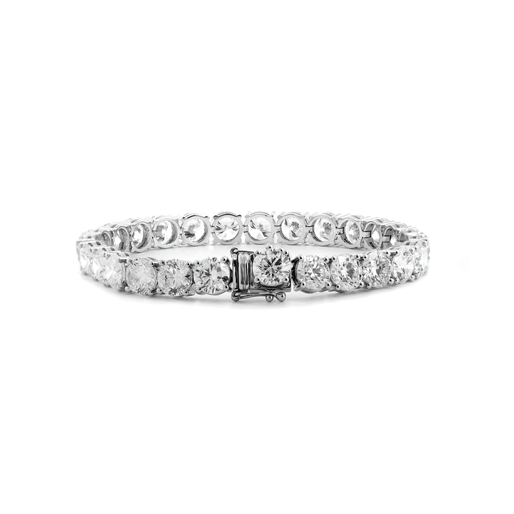 6mm Round Brilliant Cut Lab Diamond 4 - Prong Basket Tennis Bracelet with Box Clasp and Double Safety - FIORESE JEWELRY