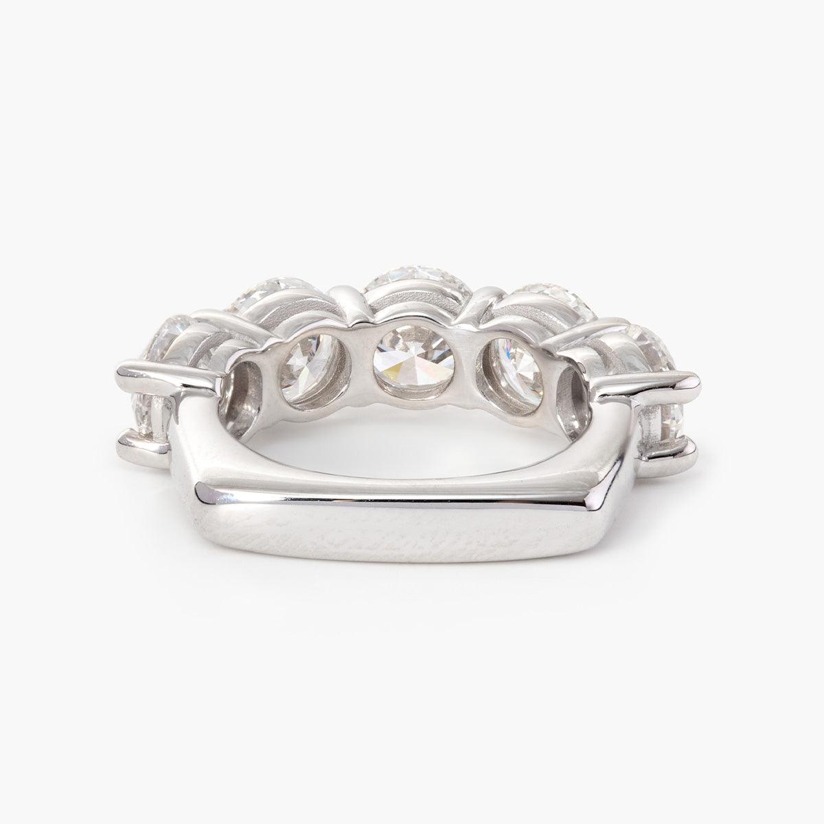 6mm Round Cut Lab Diamond 5 Stone Anniversary Ring with European Shank