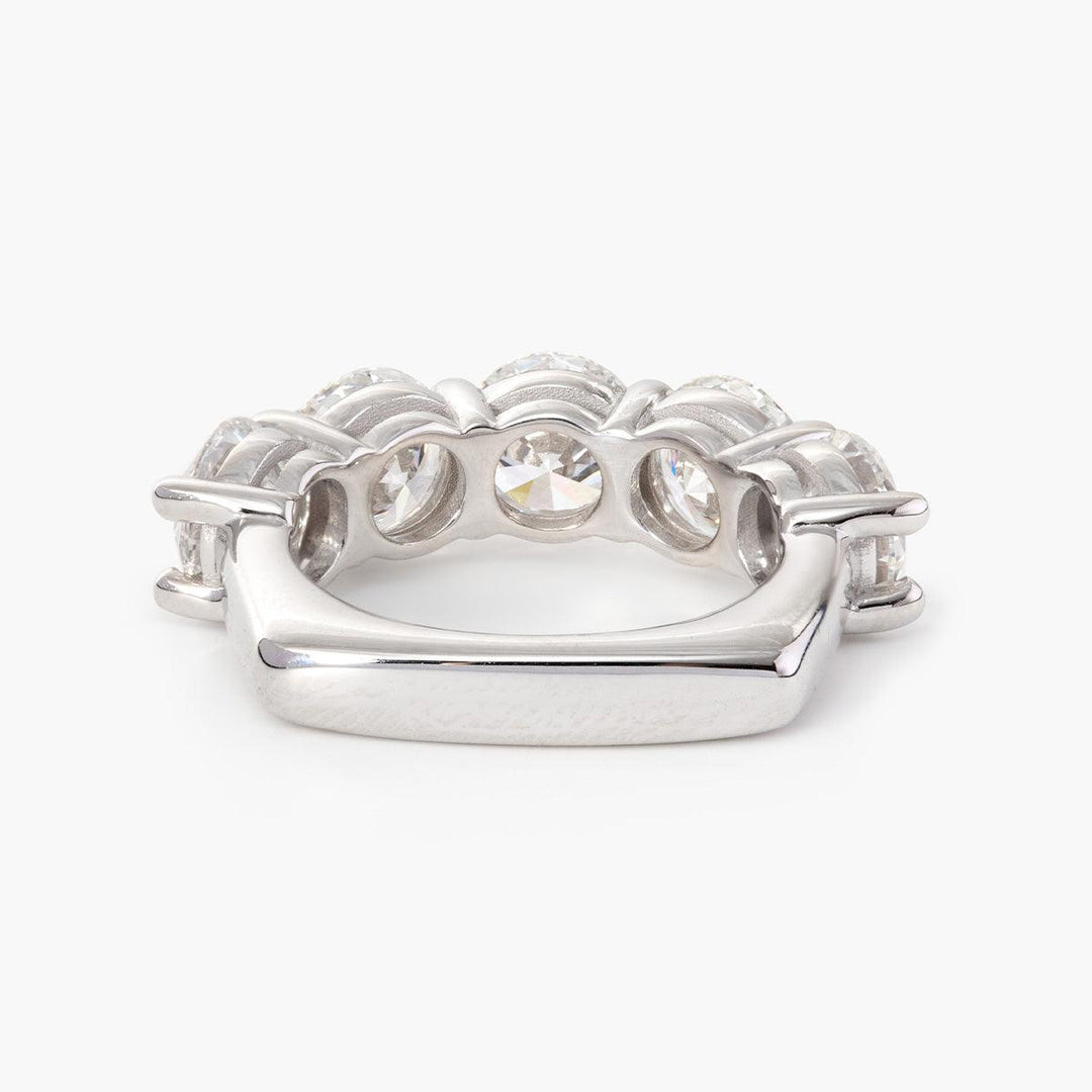 6mm Round Cut Lab Diamond 5 Stone Anniversary Ring with European Shank - FIORESE JEWELRY