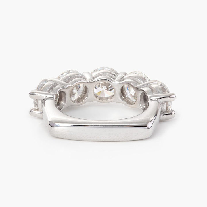6mm Round Cut Lab Diamond 5 Stone Anniversary Ring with European Shank - FIORESE JEWELRY