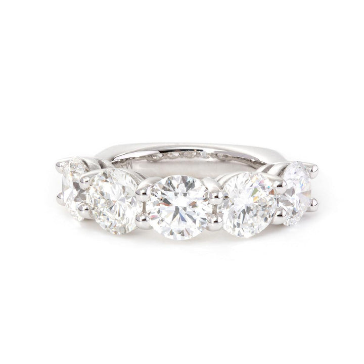 6mm Round Cut Lab Diamond 5 Stone Anniversary Ring with European Shank - FIORESE JEWELRY