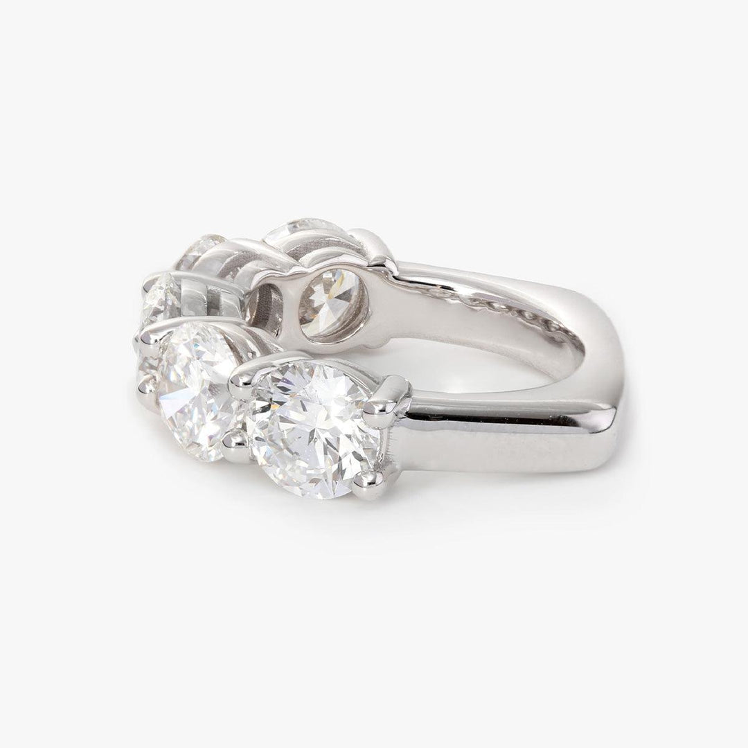 6mm Round Cut Lab Diamond 5 Stone Anniversary Ring with European Shank - FIORESE JEWELRY