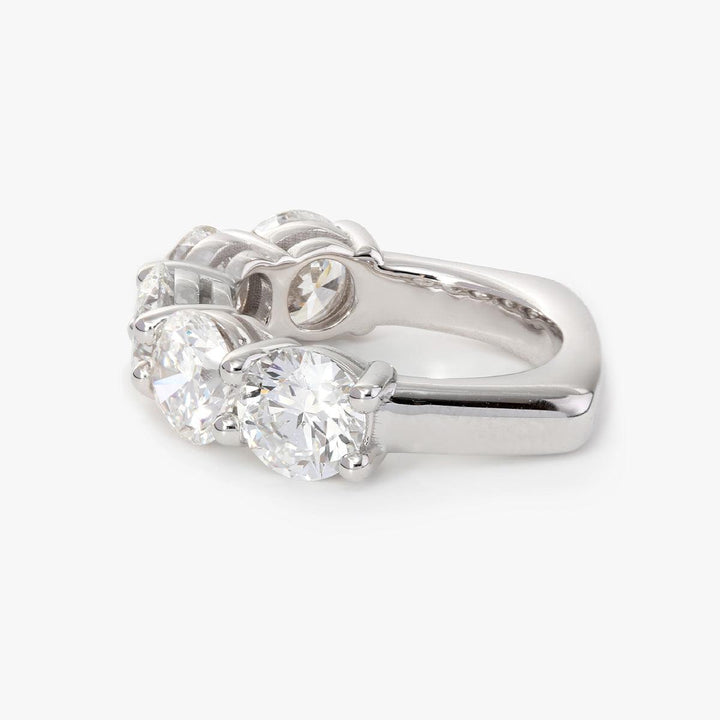 6mm Round Cut Lab Diamond 5 Stone Anniversary Ring with European Shank - FIORESE JEWELRY