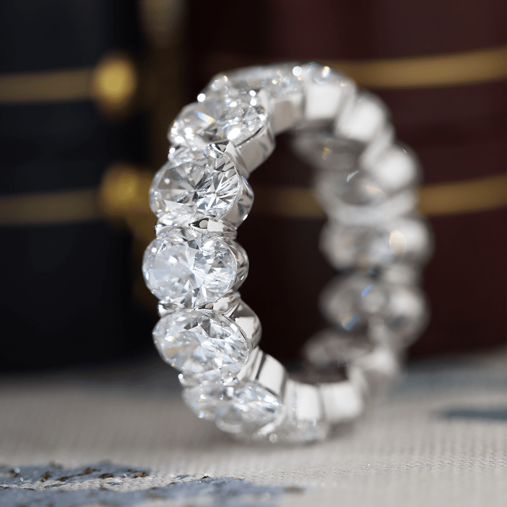 7*5mm Oval Cut Lab Diamond Shared Prong Setting Eternity Ring - FIORESE JEWELRY