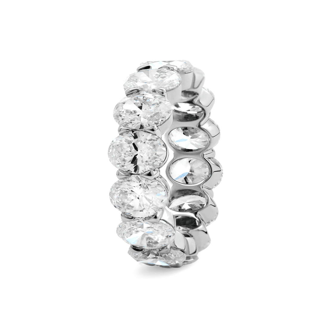 7*5mm Oval Cut Lab Diamond Shared Prong Setting Eternity Ring - FIORESE JEWELRY