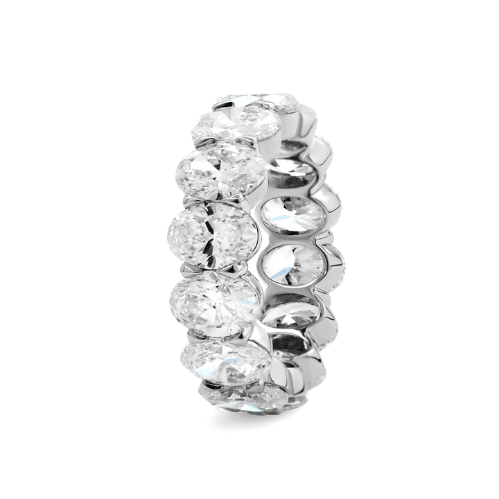7*5mm Oval Cut Lab Diamond Shared Prong Setting Eternity Ring - FIORESE JEWELRY