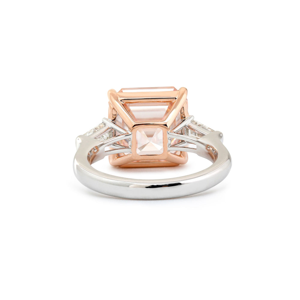 7.99CT Asscher Cut Pink Lab Diamond Classic Three Stone Statement Ring - FIORESE JEWELRY