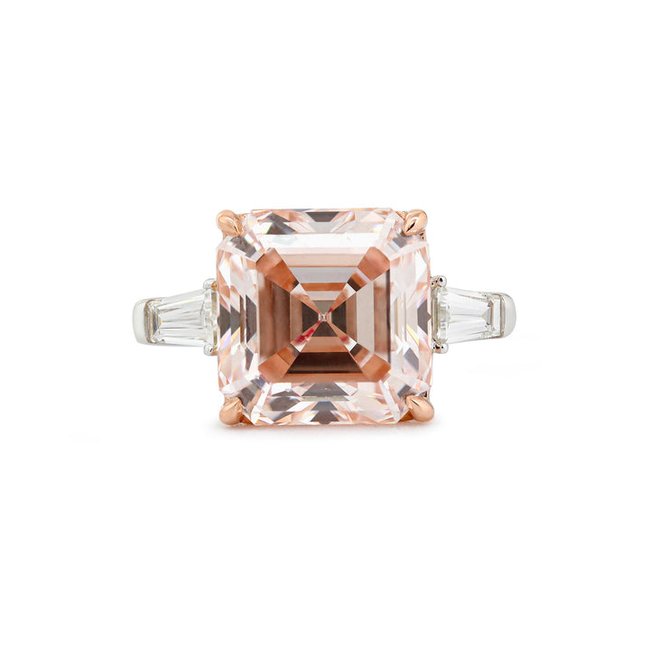 7.99CT Asscher Cut Pink Lab Diamond Classic Three Stone Statement Ring - FIORESE JEWELRY