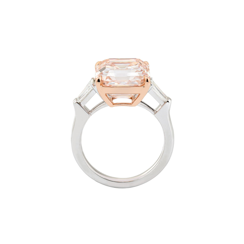 7.99CT Asscher Cut Pink Lab Diamond Classic Three Stone Statement Ring - FIORESE JEWELRY