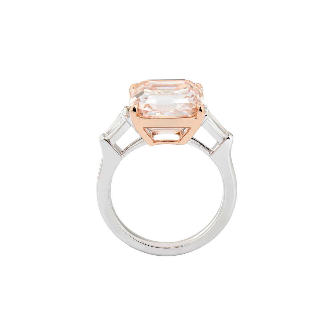 7.99CT Asscher Cut Pink Lab Diamond Classic Three Stone Statement Ring - FIORESE JEWELRY