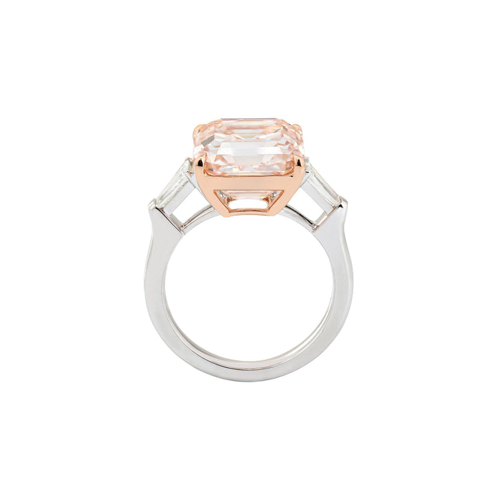 7.99CT Asscher Cut Pink Lab Diamond Classic Three Stone Statement Ring - FIORESE JEWELRY