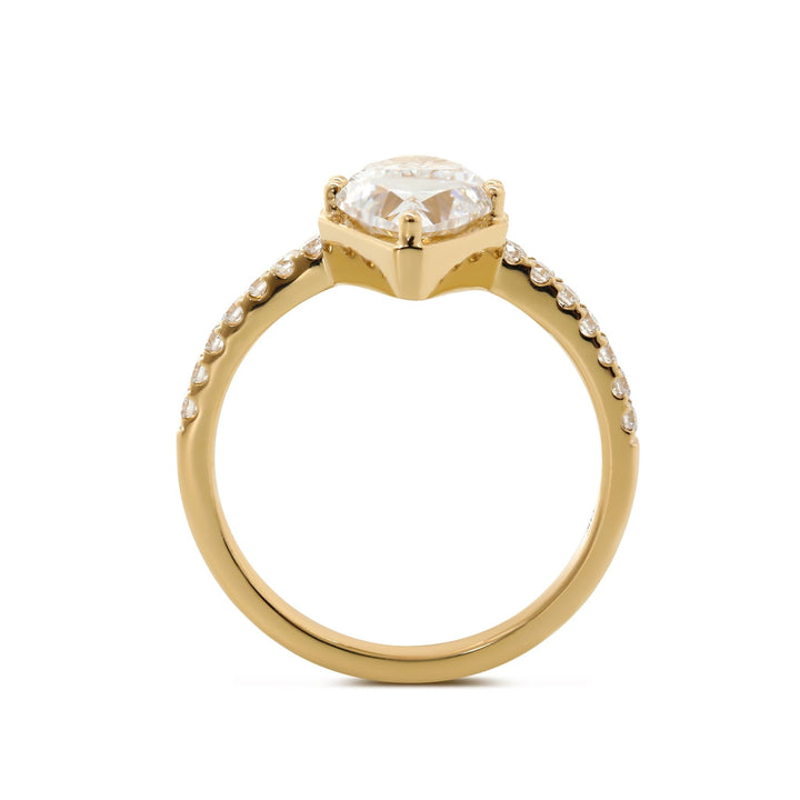 7mm Trillion Cut Lab Diamond Toi et Moi Ring with Half Eternity Pave - FIORESE JEWELRY