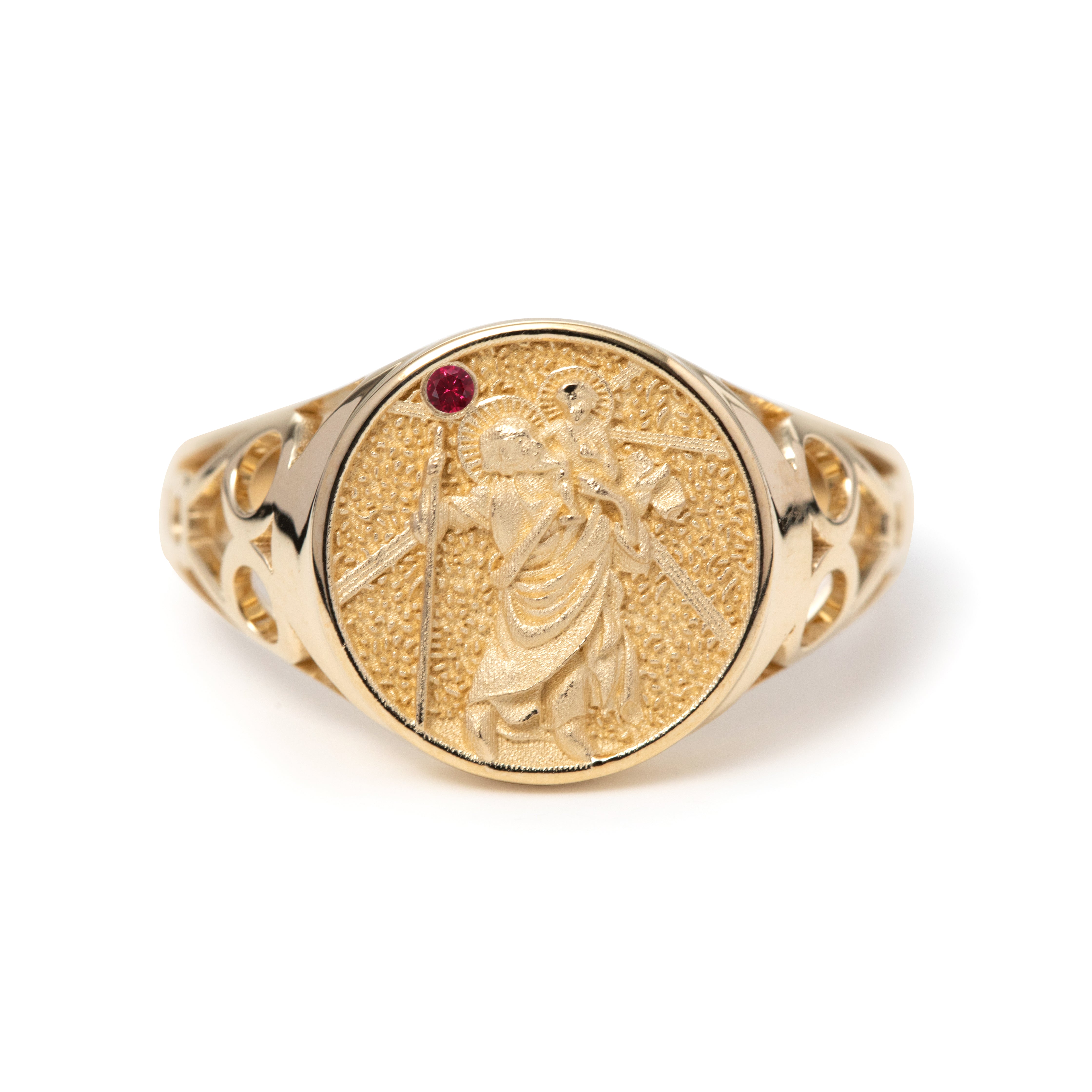 14K Yellow Gold Saint Christopher Signet Ring