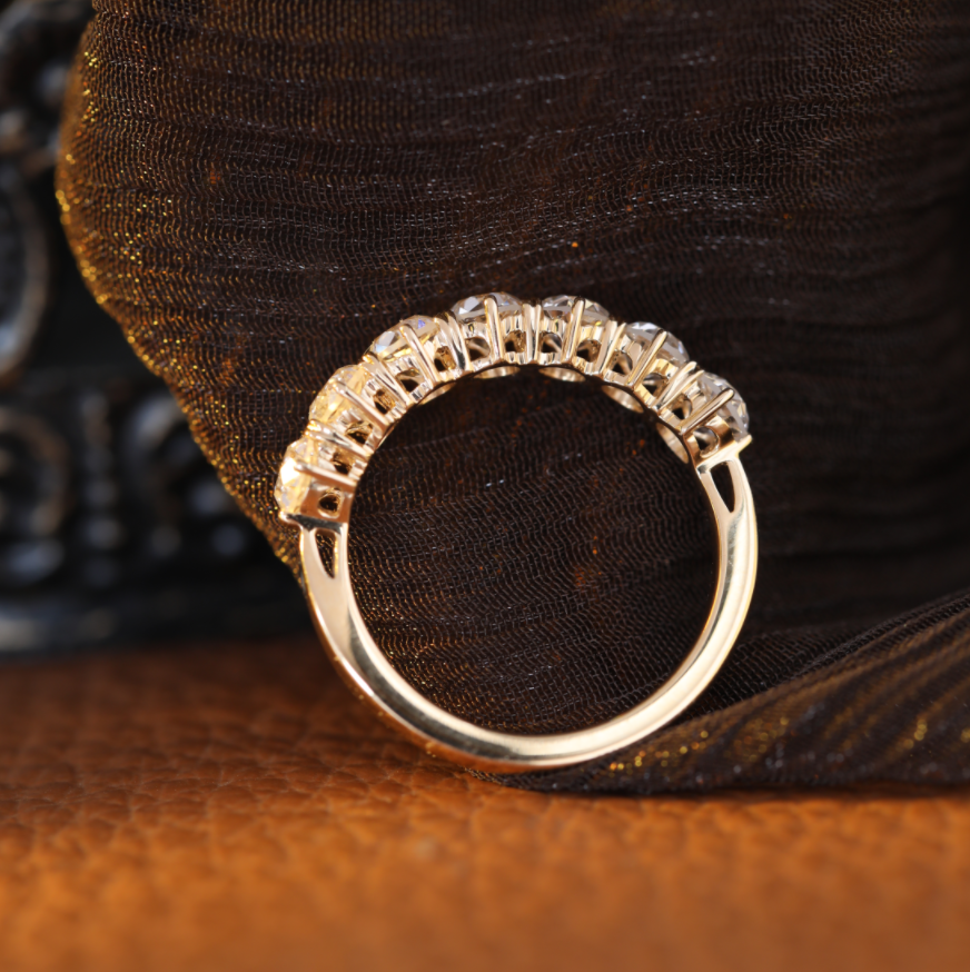 3.5mm Old European Cut Lab Diamond 7 Stone Half Eternity Ring