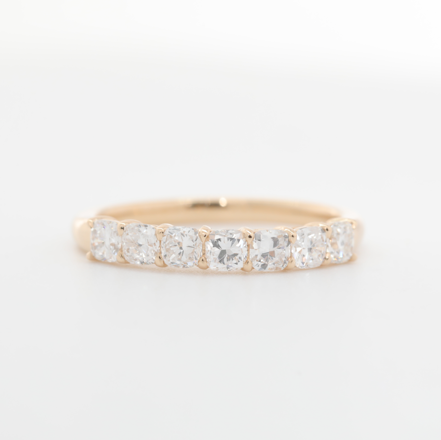 Cushion-Cut Lab Diamond 7-Stone Half Eternity Ring