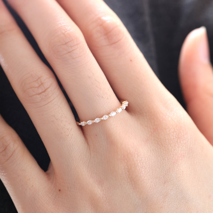 Marquise-Cut Lab Diamond East-West Half Eternity Wedding Ring
