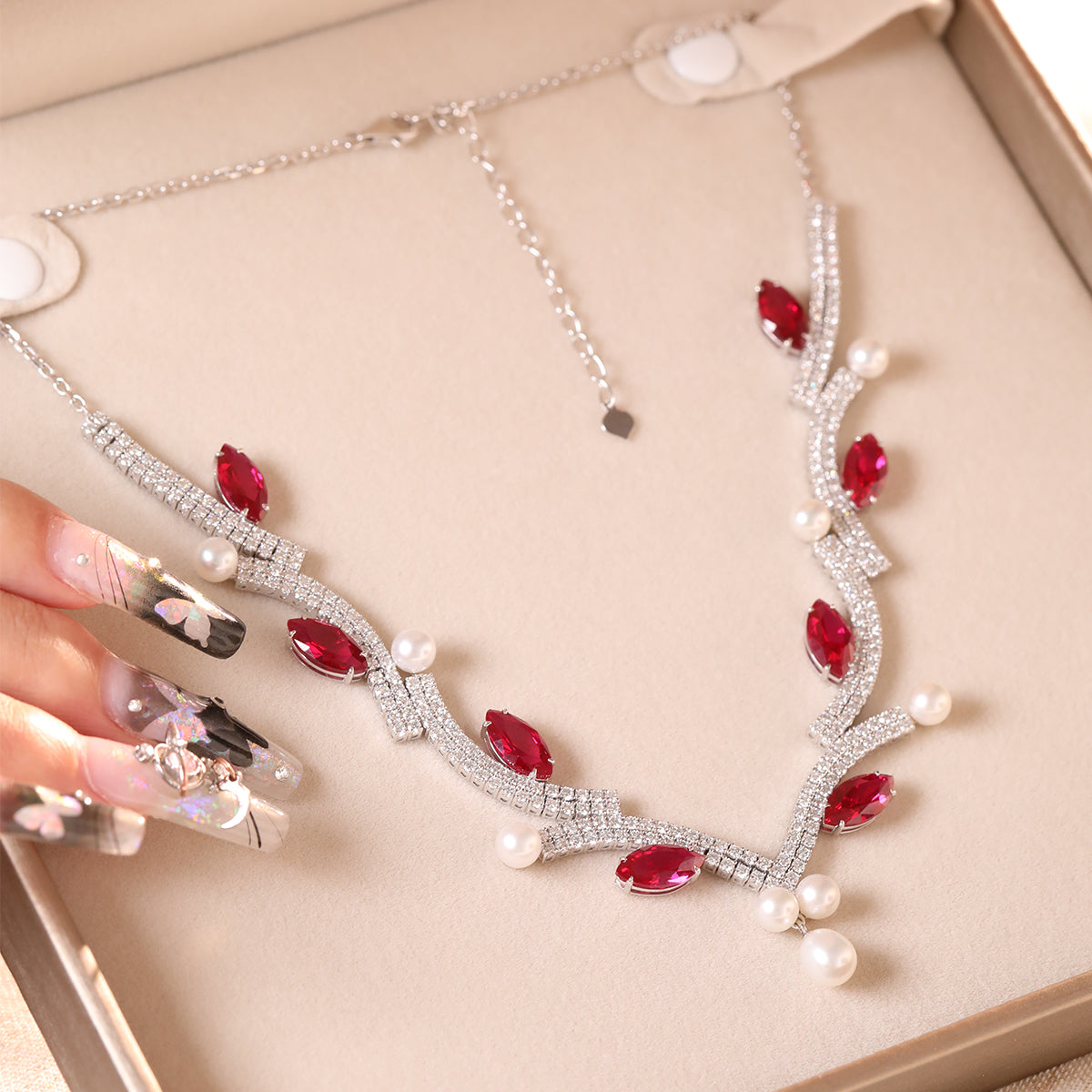 Symphony of Rubies & Pearls High Jewelry Necklace