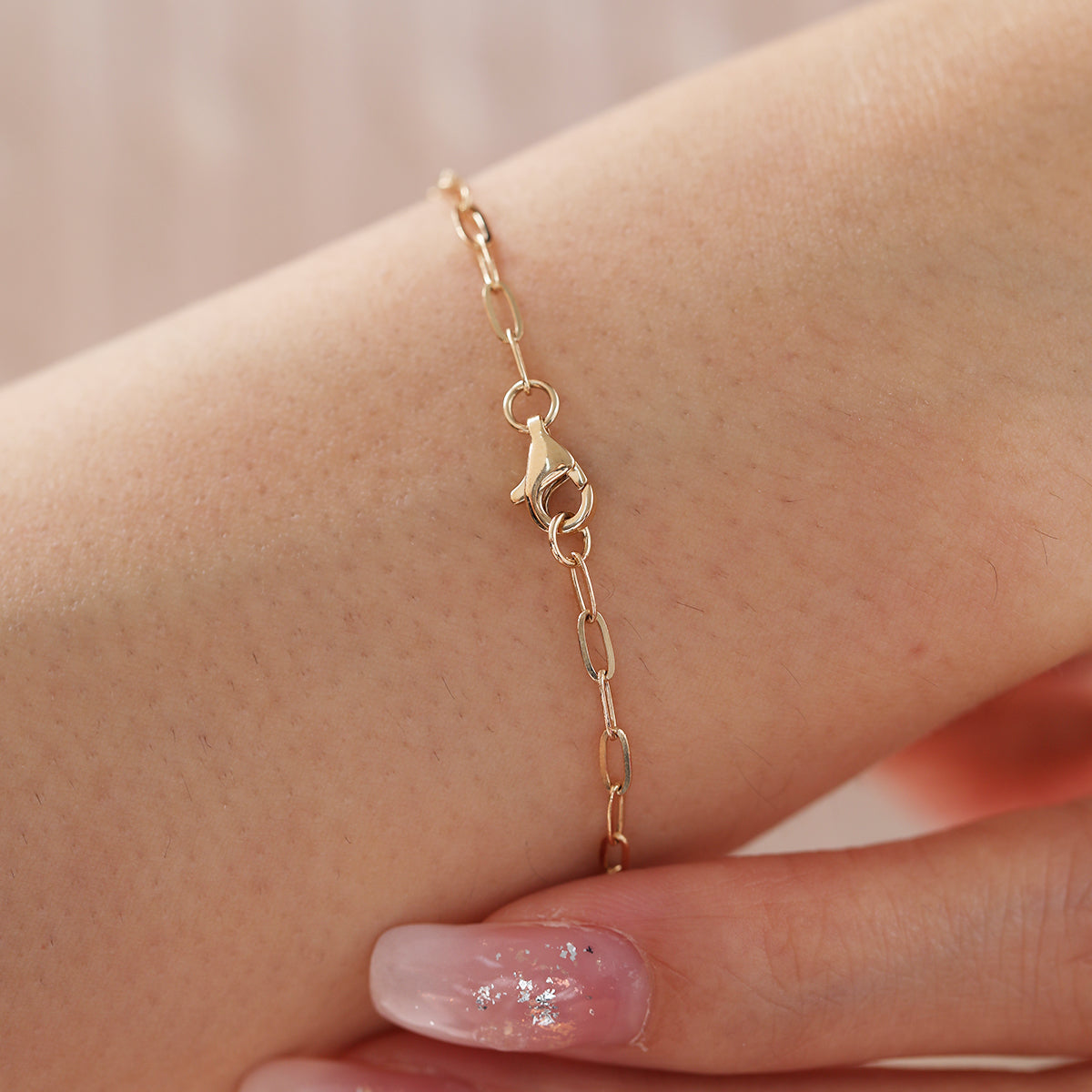 18K Yellow Gold Pear Lab Diamond 9 Stone Chain Bracelet