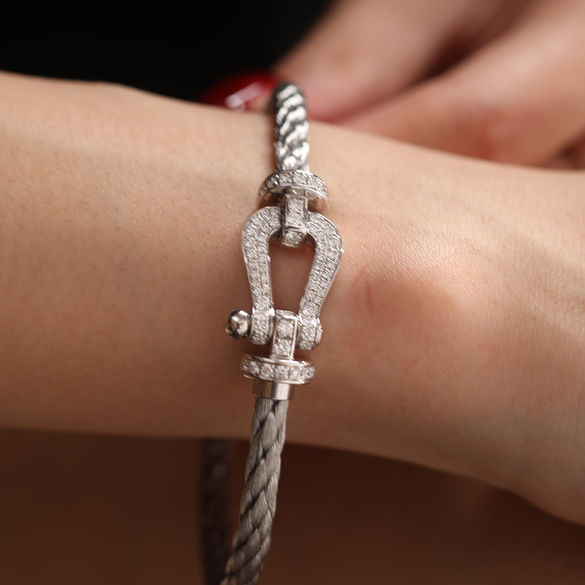 14K White Gold Round Lab Diamond Force Bracelet