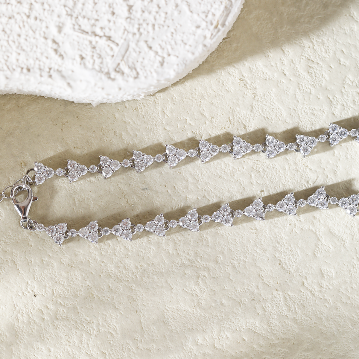 14K White Gold Round Lab Dimaond Cluster Bracelet