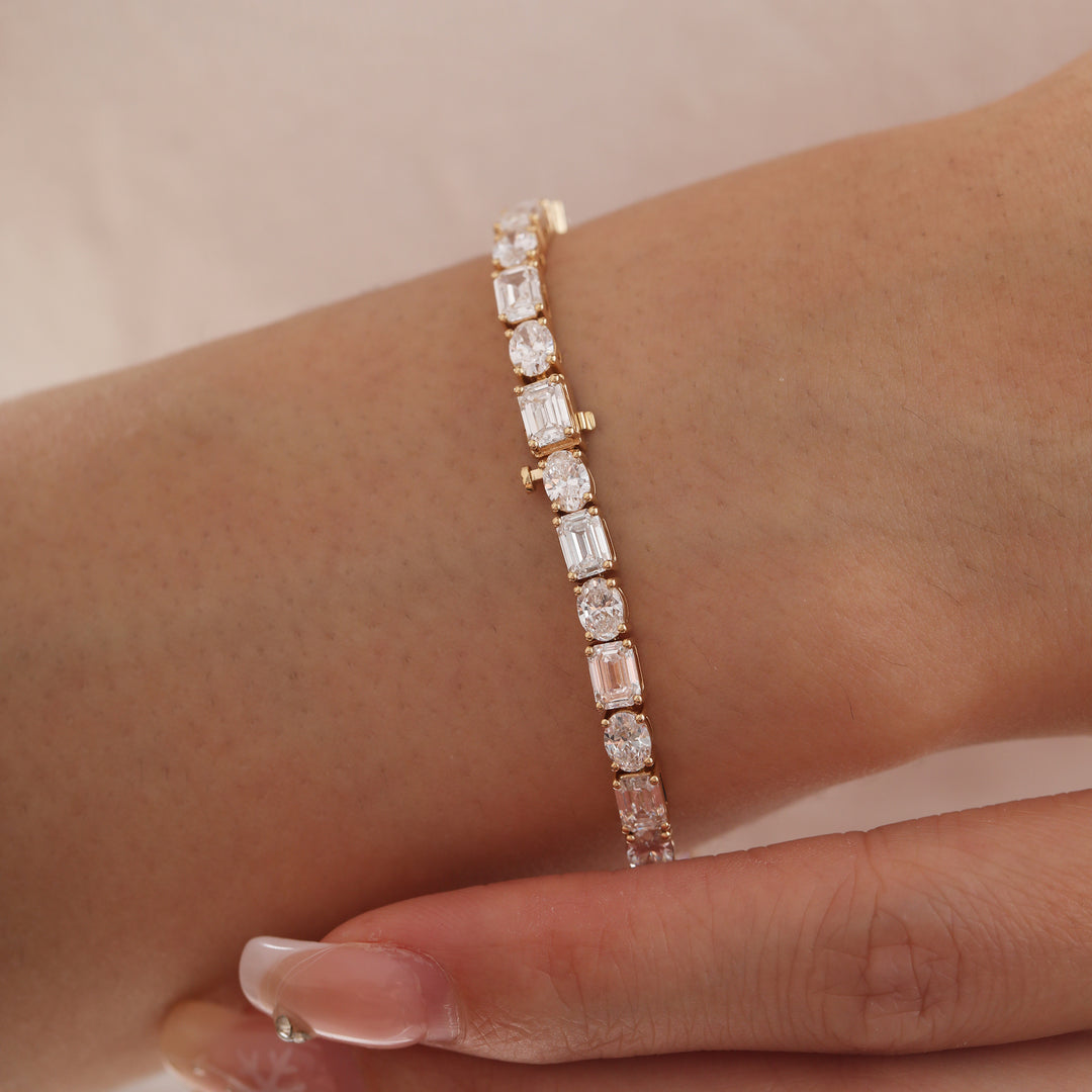 Oval- and Emerald-Cut Lab Diamond East-West Tennis Bracelet