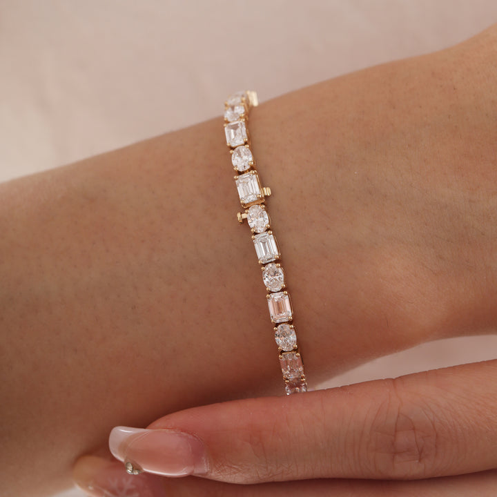 Oval- and Emerald-Cut Lab Diamond East-West Tennis Bracelet