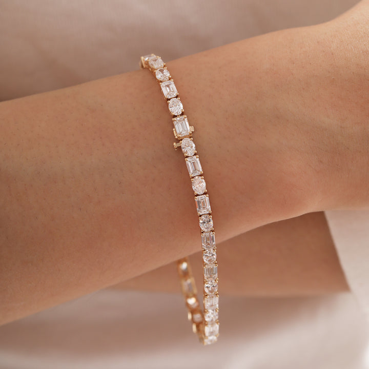 Oval- and Emerald-Cut Lab Diamond East-West Tennis Bracelet