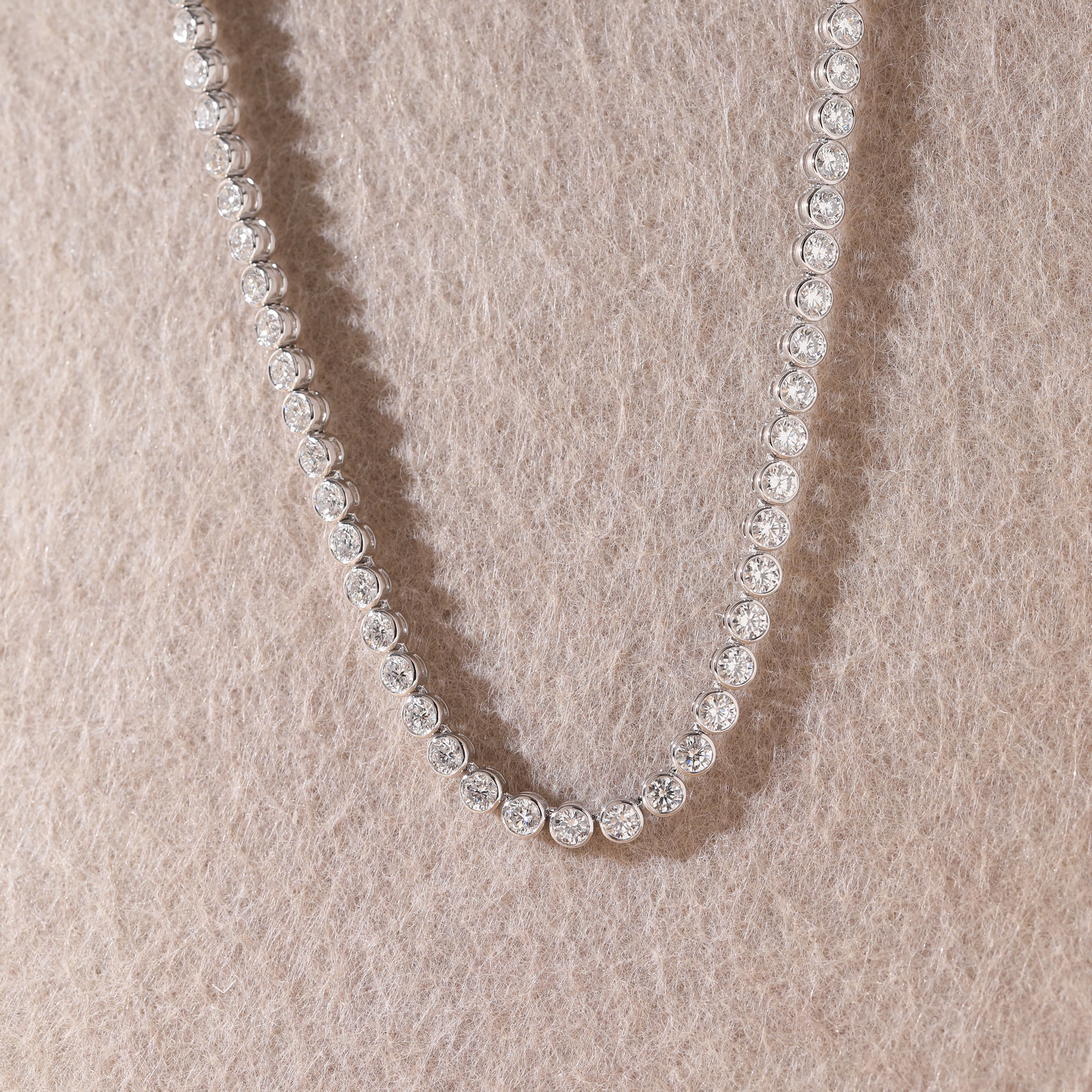 3.8mm Round Cut Lab Diamond Bezel Basket Tennis Necklace