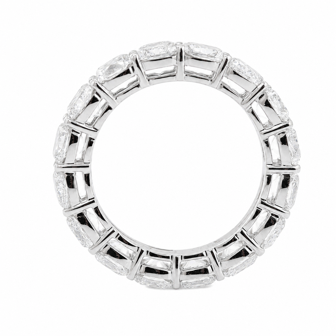 Cushion Brilliant-Cut Lab Diamond Eternity Ring with Shaped Claw Basket Setting