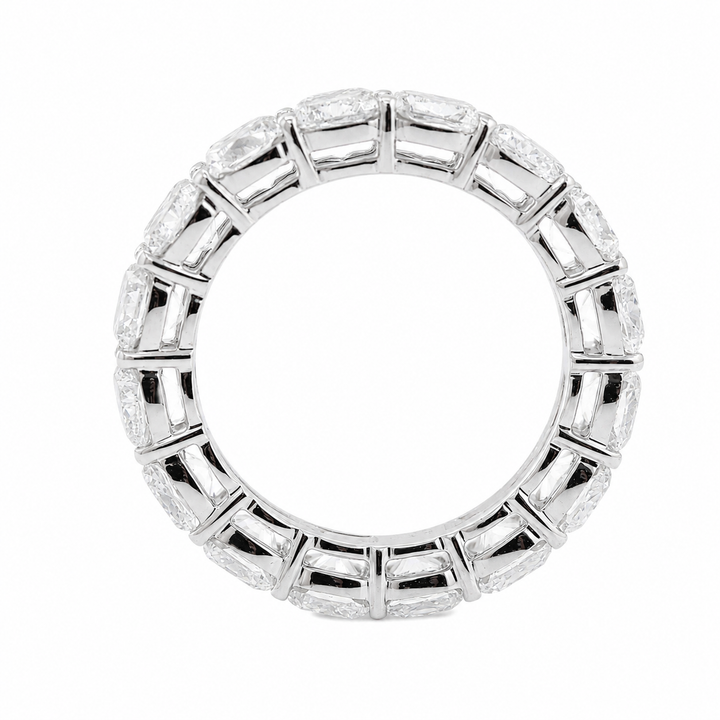 Cushion Brilliant-Cut Lab Diamond Eternity Ring with Shaped Claw Basket Setting