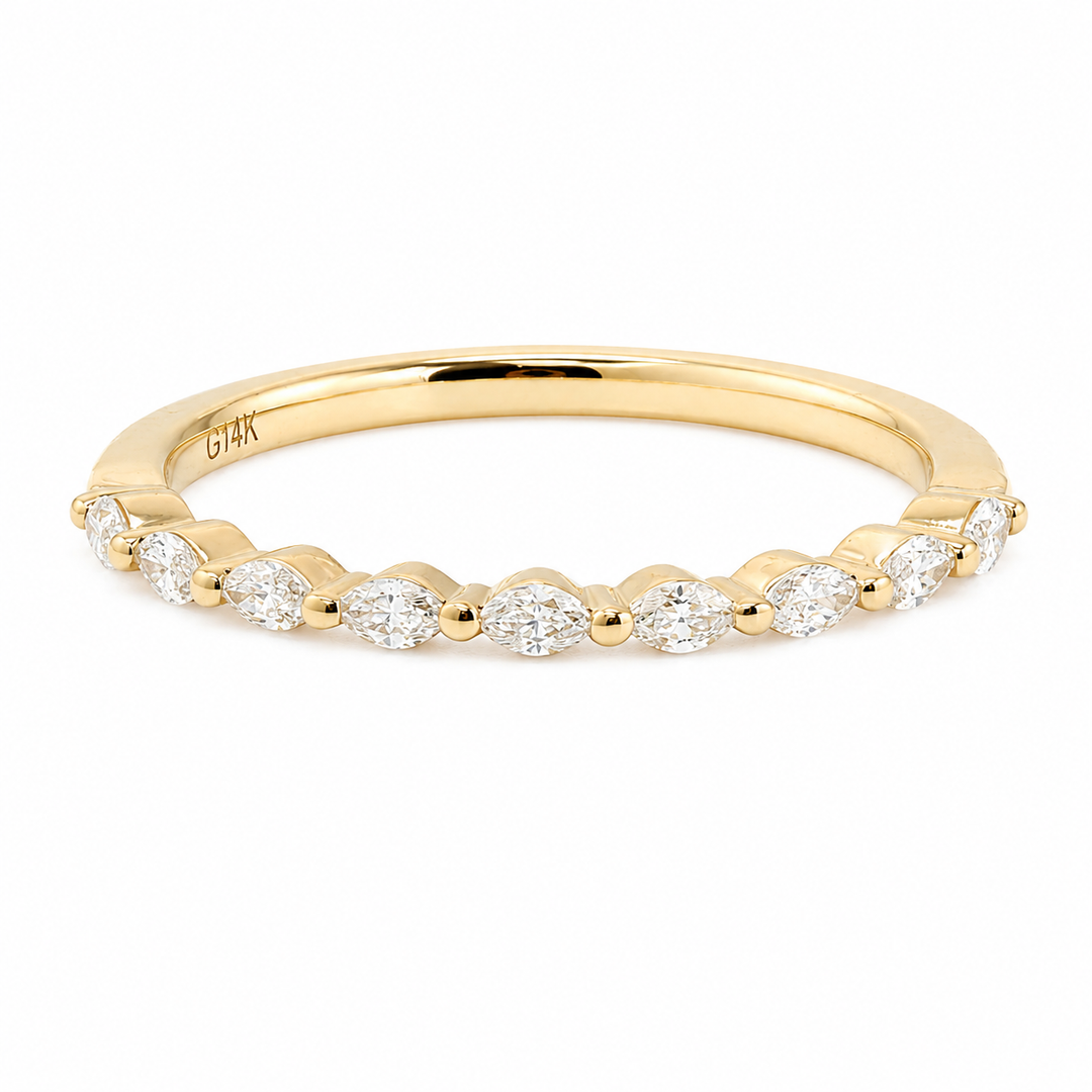 Marquise-Cut Lab Diamond East-West Half Eternity Wedding Ring
