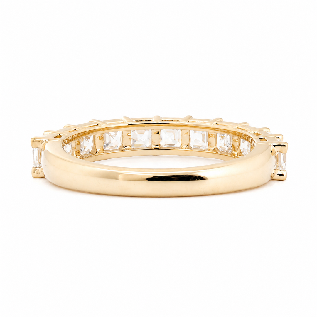Asscher-Cut Lab Diamond Half Eternity Ring with Shared Claw Prongs