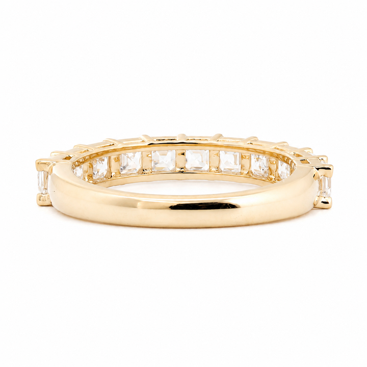 Asscher-Cut Lab Diamond Half Eternity Ring with Shared Claw Prongs