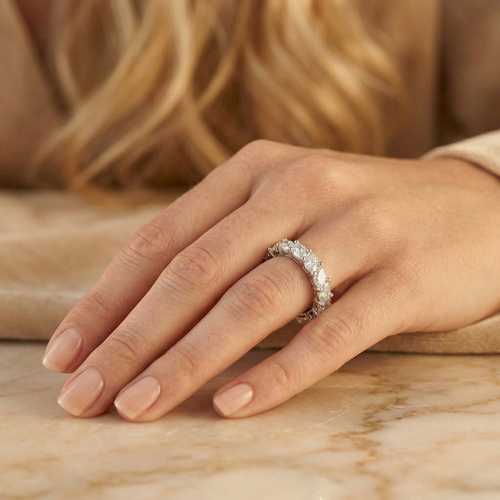 Marquise-Cut Lab Diamond 2/3 Eternity Wedding Ring with Double Claw Prongs