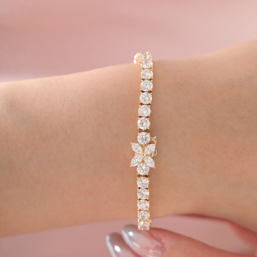 Ready to Ship Round and Marquise Lab Dimaond Tennis Bracelet