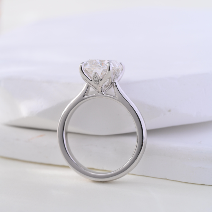 Antique Criss-Cut Lab Diamond Ring with Diamond-Accented Floral Tulip Basket