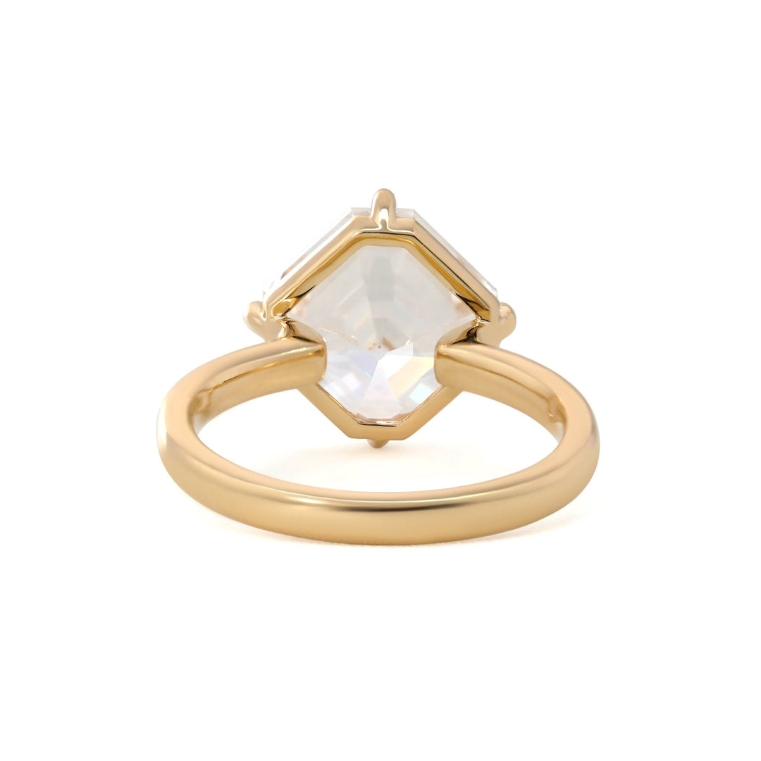 Antique Asscher - Cut Lab Diamond 4 - Claw Solitaire Ring with Floating Head Design - FIORESE JEWELRY