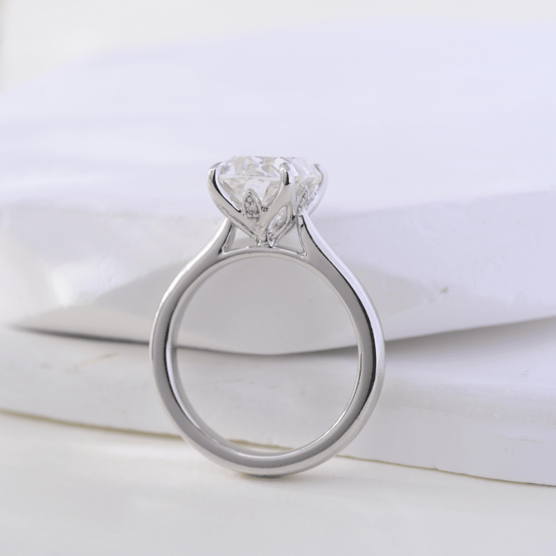 Antique Criss-Cut Lab Diamond Ring with Diamond-Accented Floral Tulip Basket - FIORESE JEWELRY