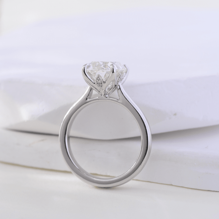 Antique Criss-Cut Lab Diamond Ring with Diamond-Accented Floral Tulip Basket - FIORESE JEWELRY