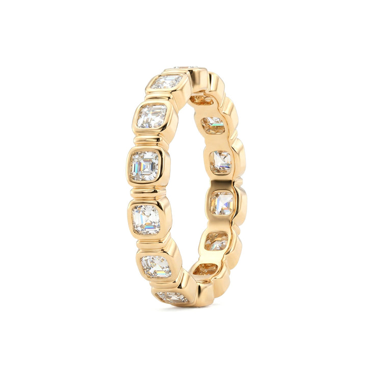 Asscher - Cut Lab Diamond Bezel Eternity Ring - FIORESE JEWELRY
