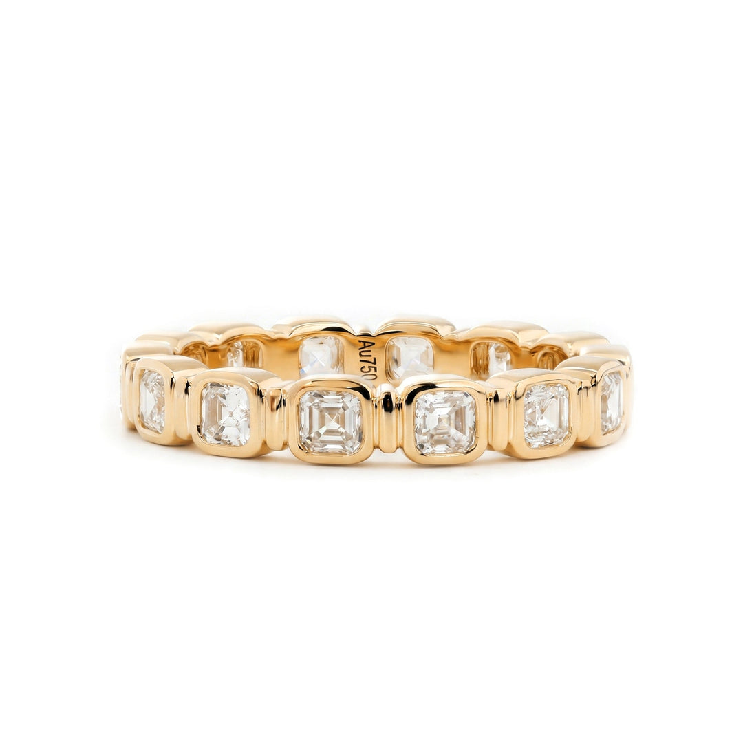 Asscher - Cut Lab Diamond Bezel Eternity Ring - FIORESE JEWELRY
