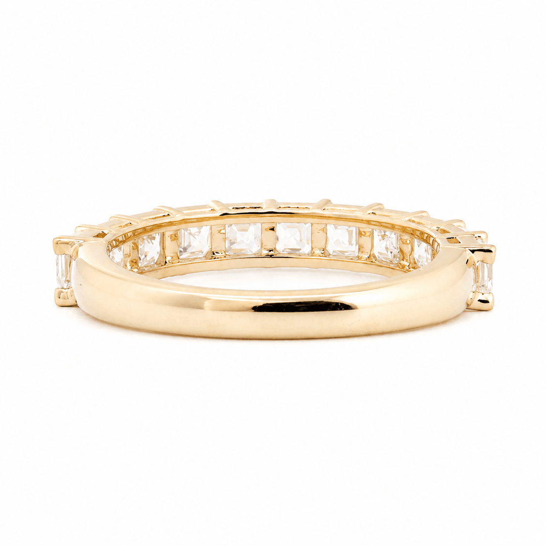 Asscher-Cut Lab Diamond Half Eternity Ring with Shared Claw Prongs - FIORESE JEWELRY