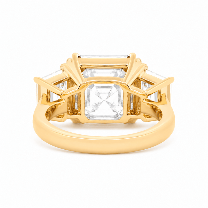 Asscher - Cut Lab Diamond Three - Stone Ring with Trapezoid Side Stones - FIORESE JEWELRY