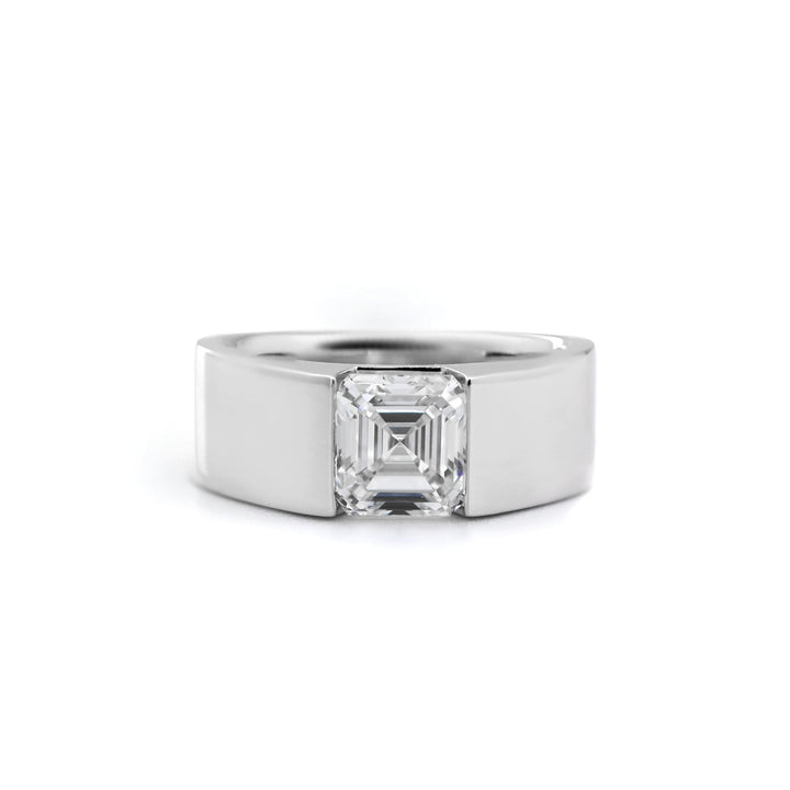 Asscher Cut Lab Diamond Wide Band Design Ring - FIORESE JEWELRY