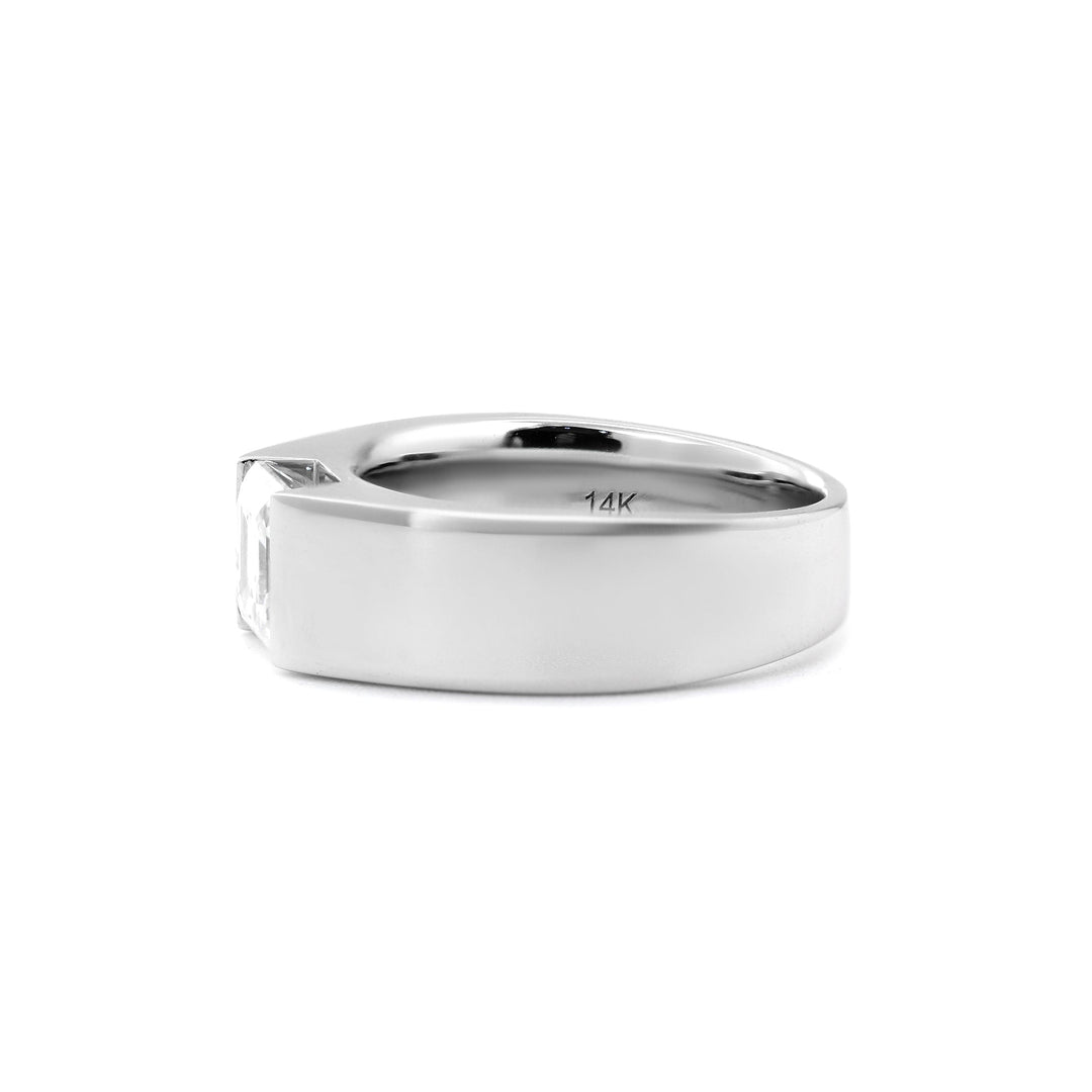 Asscher Cut Lab Diamond Wide Band Design Ring - FIORESE JEWELRY